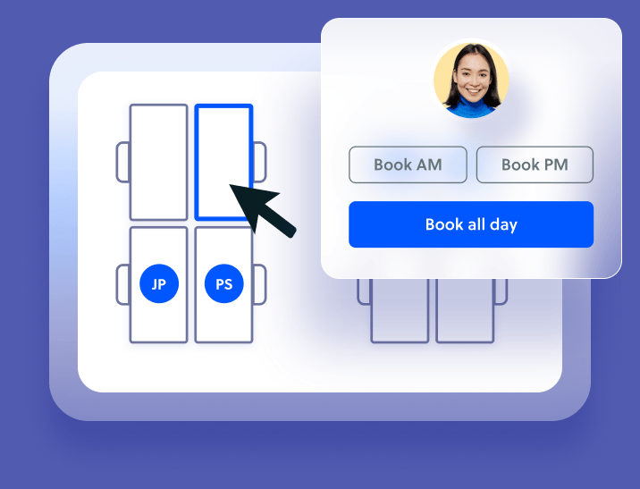 Booking a desk for the day, AM or PM in two clicks