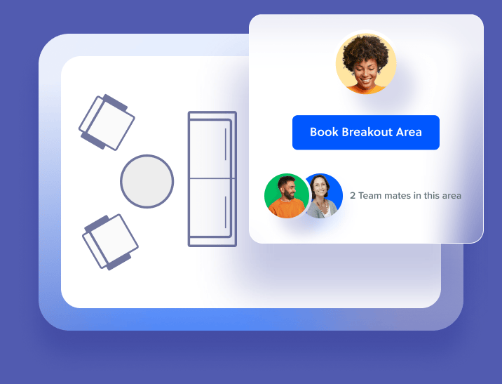 Booking a breakout area with two teammates in the space