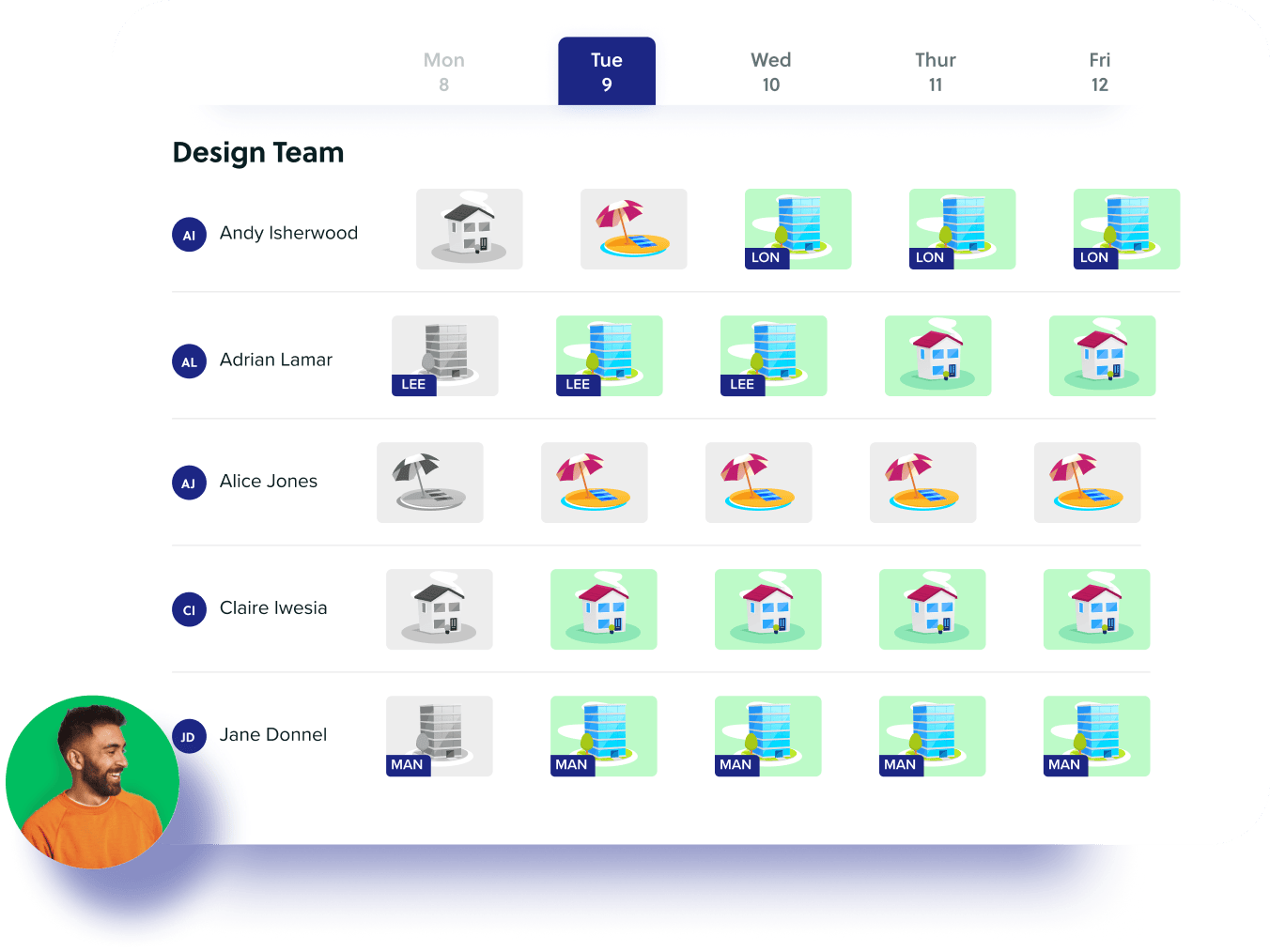 Team whereabouts weekly planner
