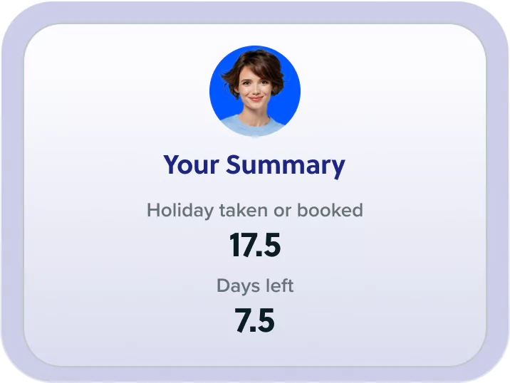 A personal holiday calendar with remaining leave and requests