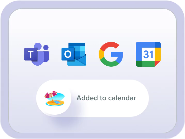 A holiday synced to Outlook, Teams and Google Calendar